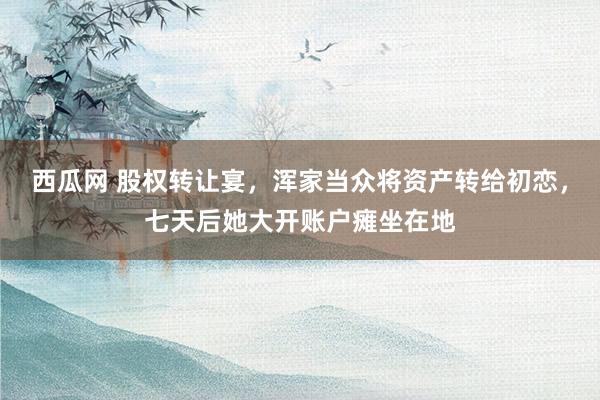 西瓜网 股权转让宴，浑家当众将资产转给初恋，七天后她大开账户瘫坐在地