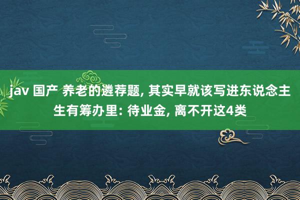 jav 国产 养老的遴荐题, 其实早就该写进东说念主生有筹办里: 待业金, 离不开这4类
